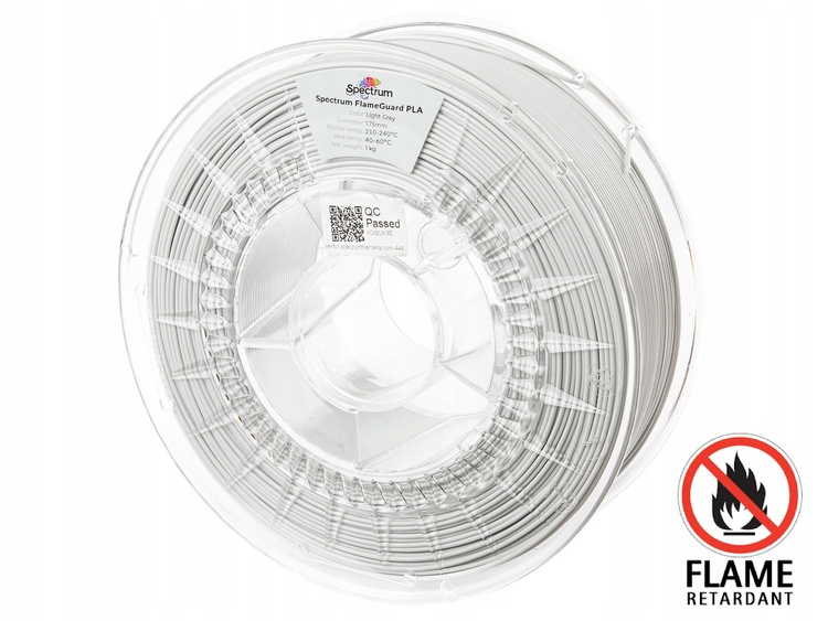 Filament Spectrum FlameGuard Pla 1.75 mm Light Grey 1 kg Šedý