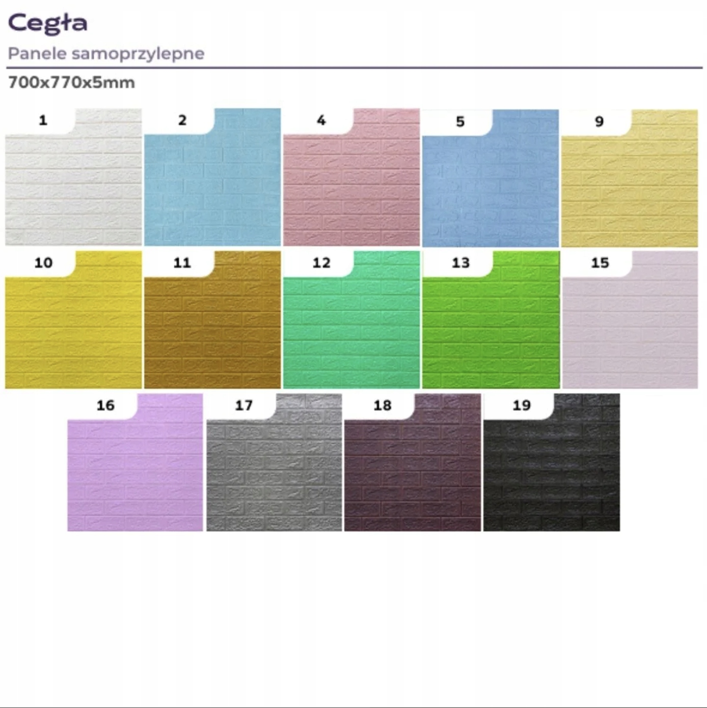 Panele ścienne samoprzylepne 3D cegła 5mm Grubość 5 mm