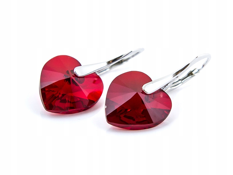 

Srebrne Kolczyki 925 z kr. Swarovski Serca 14 Siam