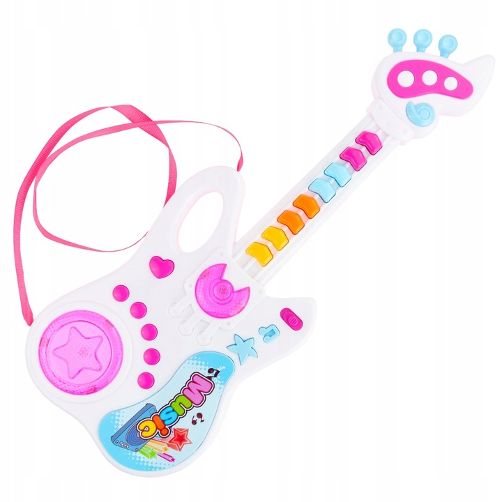 GITARA ROCKOWA INTERAKTYWNA DLA DZIECI ŚWIECI GRA INSTRUMENT MUZYCZNY