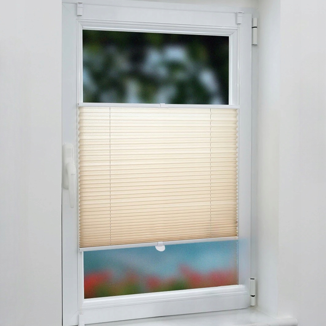 

Roleta Plisowana 90x130 cm Kremowa Bezinwazyjna
