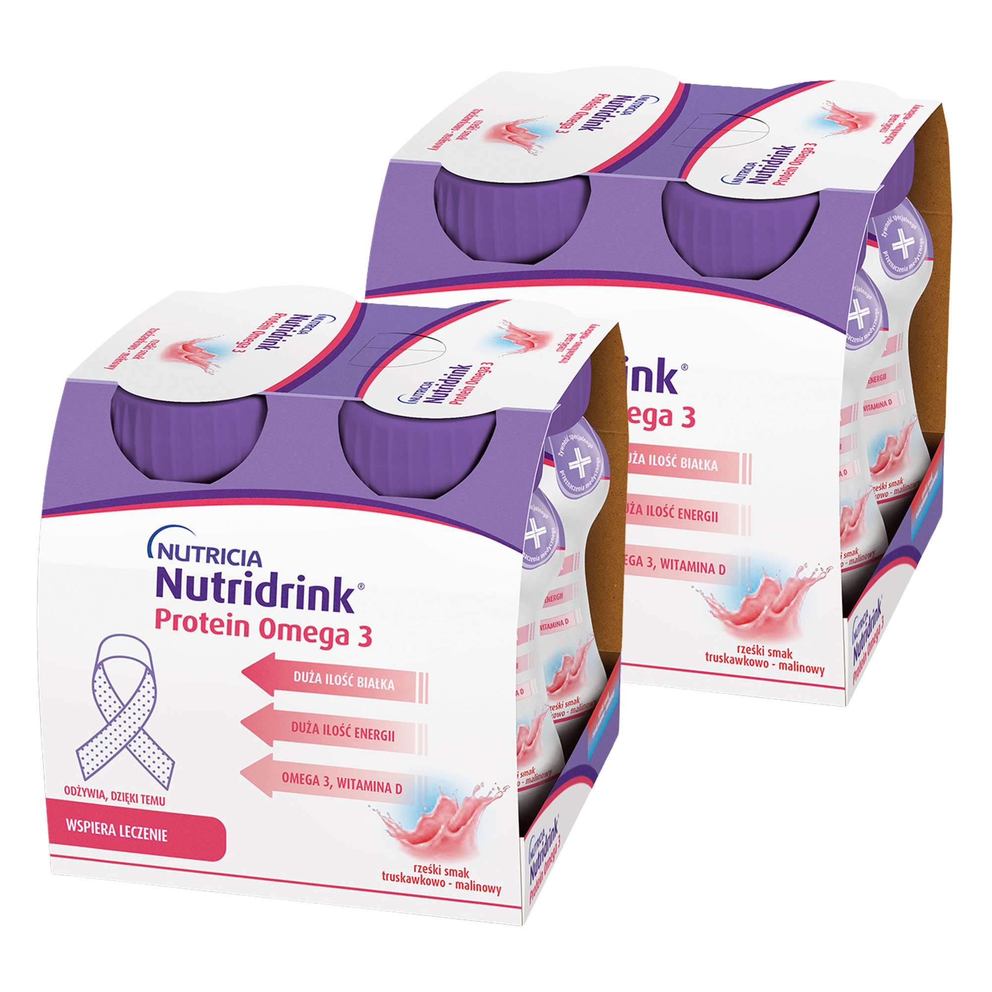 Nutridrink Protein Omega-3 o smaku truskawkowo-malinowym Zestaw 8 x 125 ml
