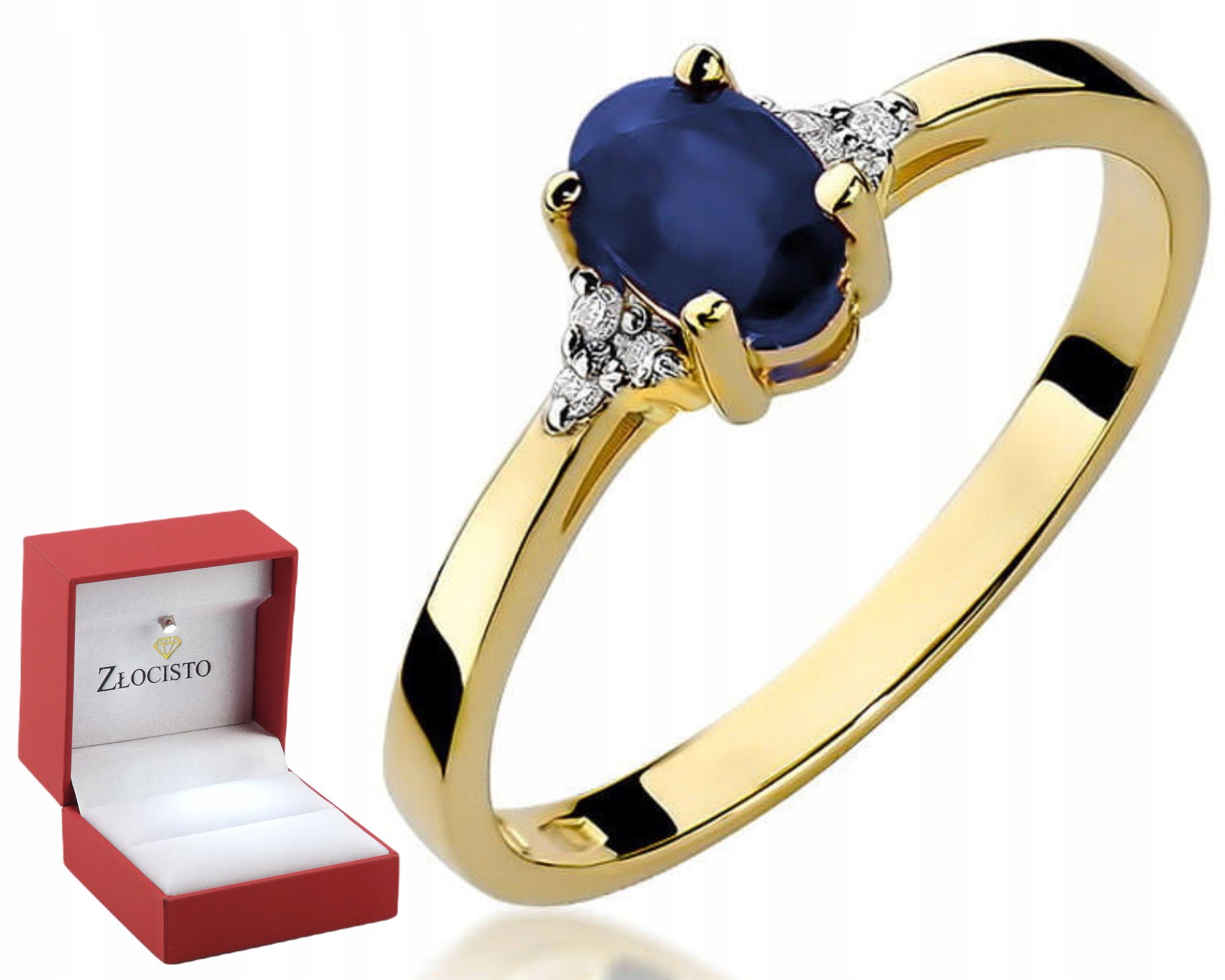 Zlatý Prstýnek Safír Brilianty Gravírování Bonus