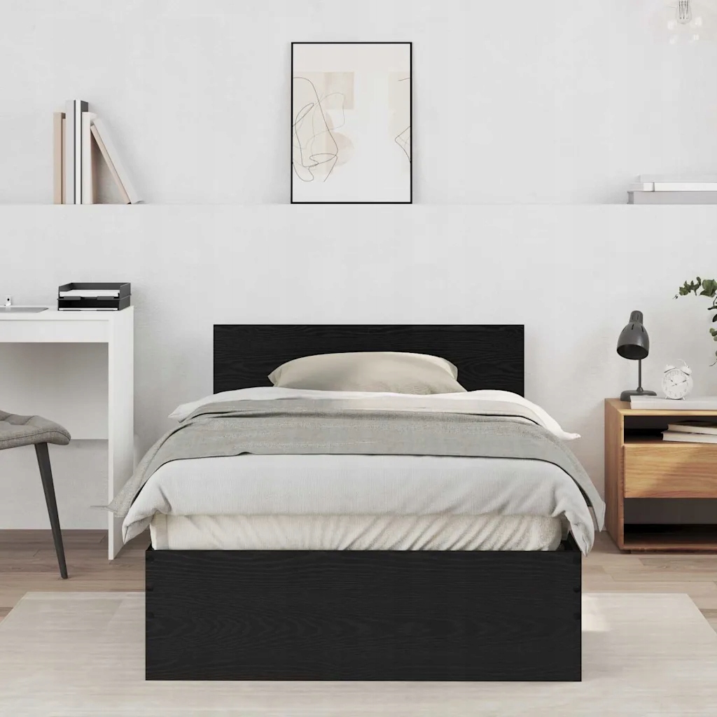 vidaXL Rám postele s čelo Černý dub 203 x 185 x 70 cm kompozitní dřevo