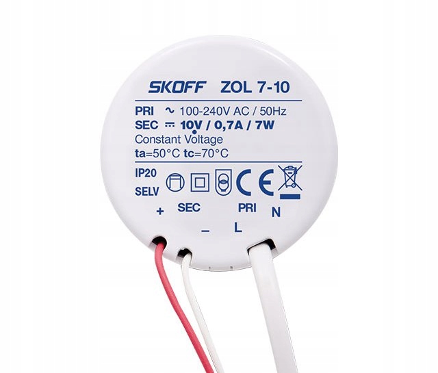 

Zasilacz 10V ZOL7-10 fi60 Led 7W 10V DC 0,7A Skoff