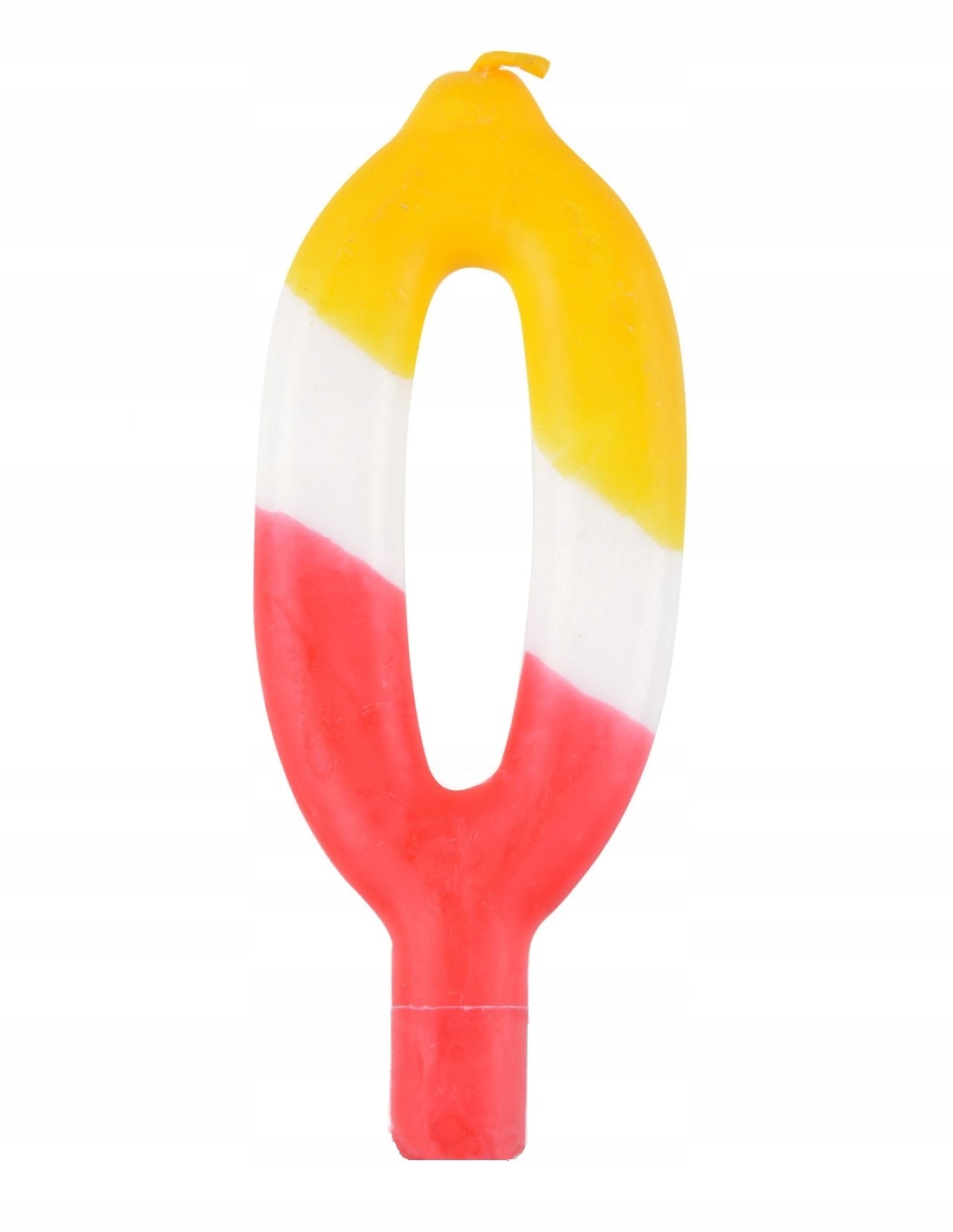 Świeczka urodzinowa na tort paski kolorowe cyfra 0