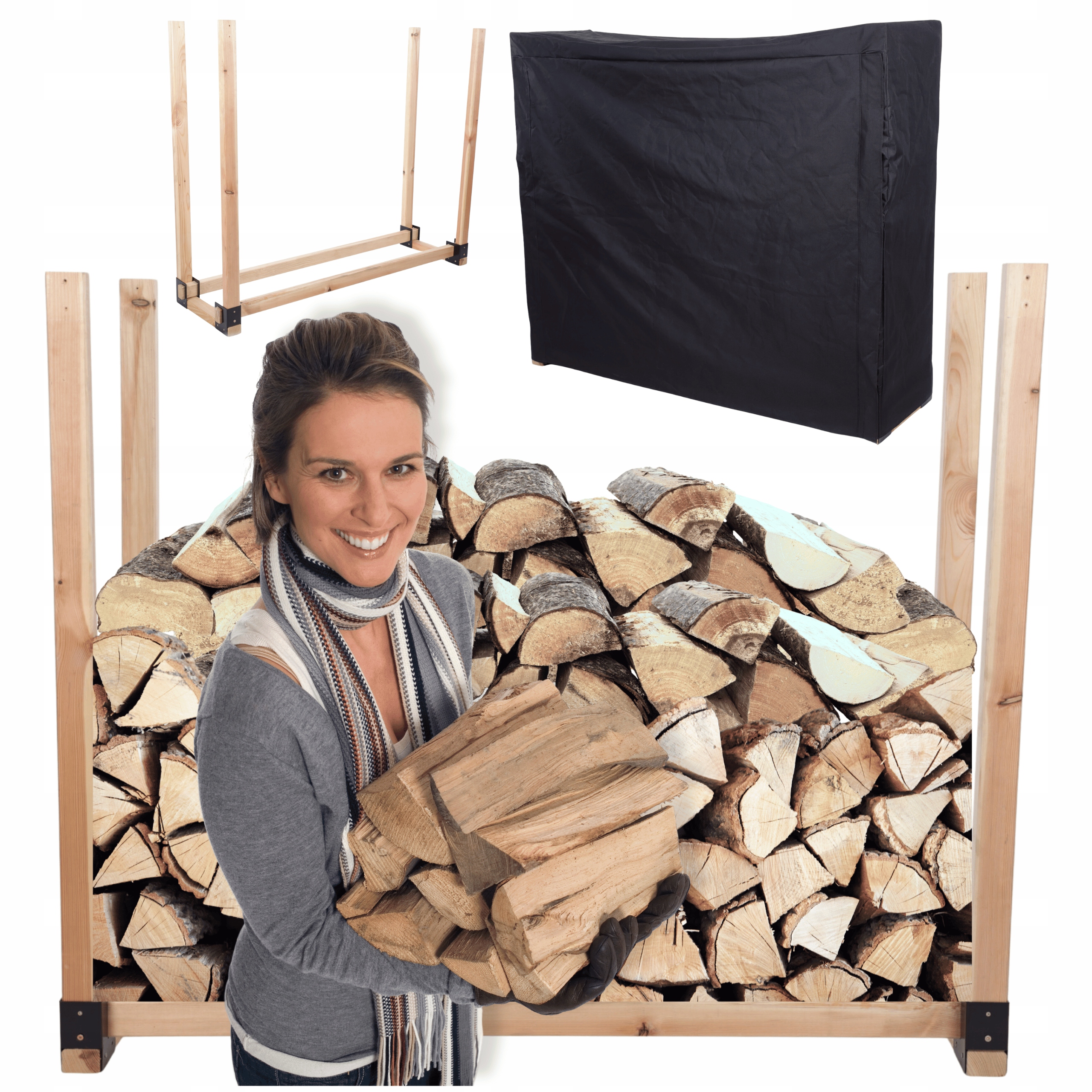 Stojan na krbové drevo prístrešok s krytom z dreva 0,5 m3 Eko Pevný