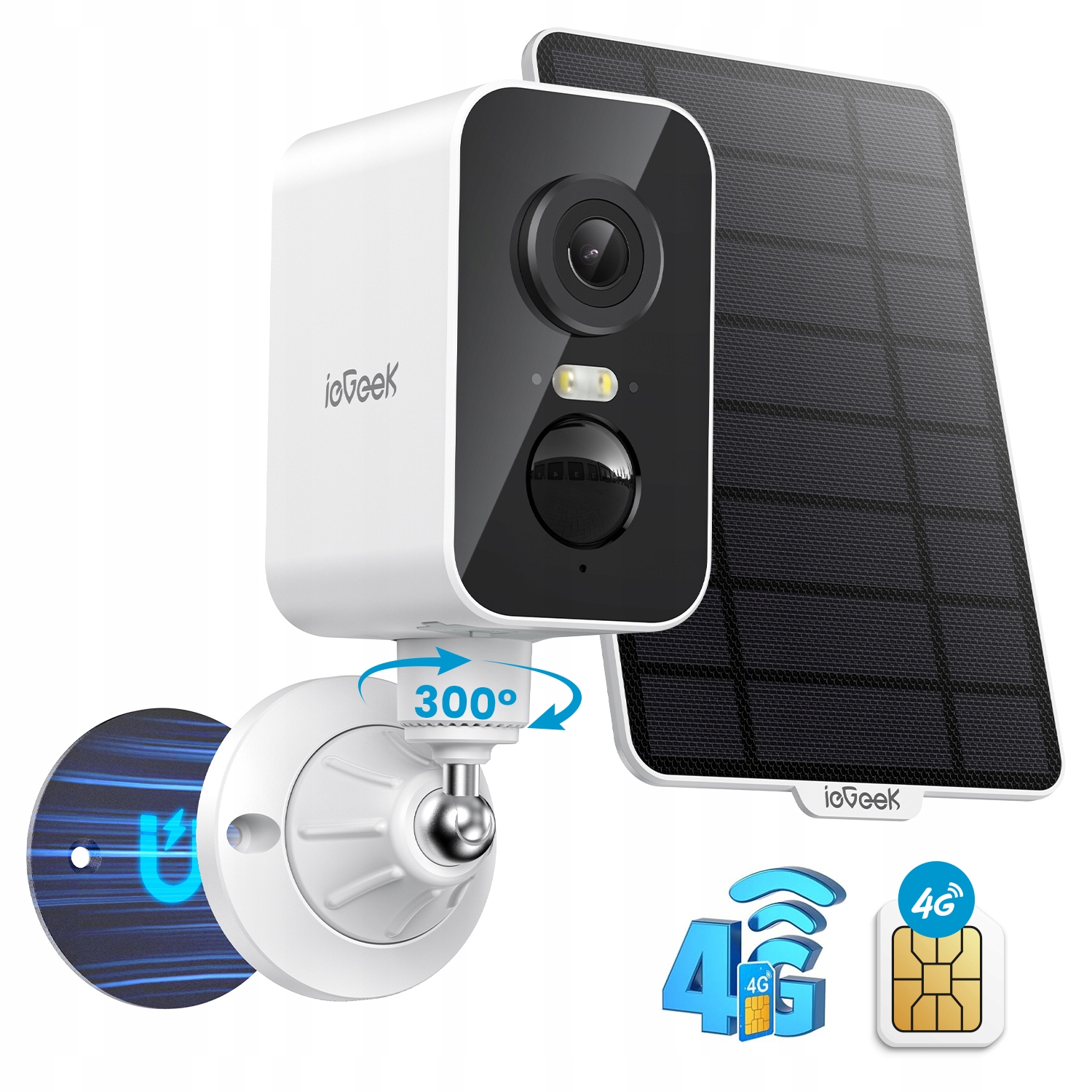 Kamera Solarna Zewnętrzna Obrotowa Gsm 3G 4G Sim 3MPx Full Hd 2K Na Baterie