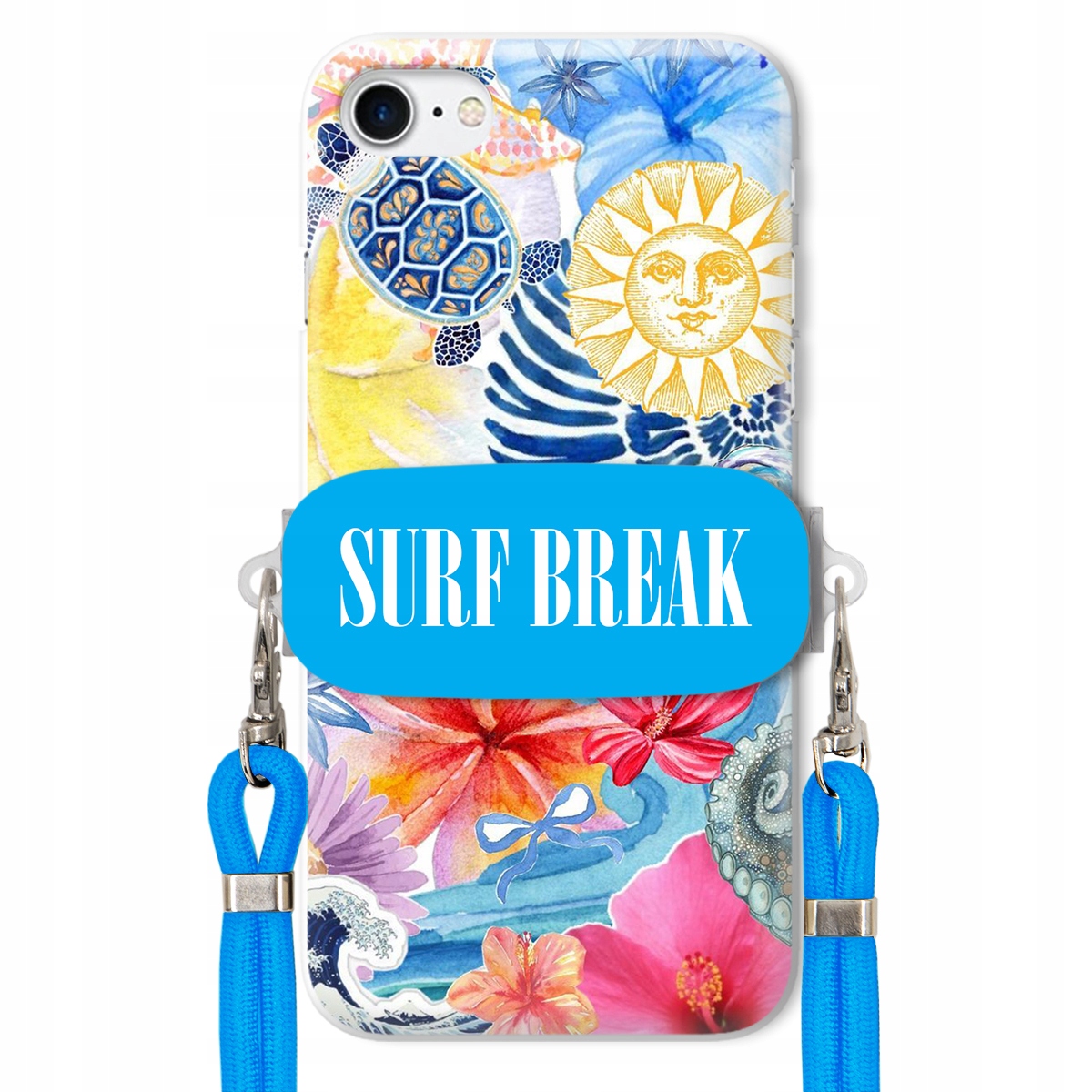 Puzdro pre iPHONE 7 Vodítko Crossbody Blue Držiak Surf Break Pancierové na dovolenku