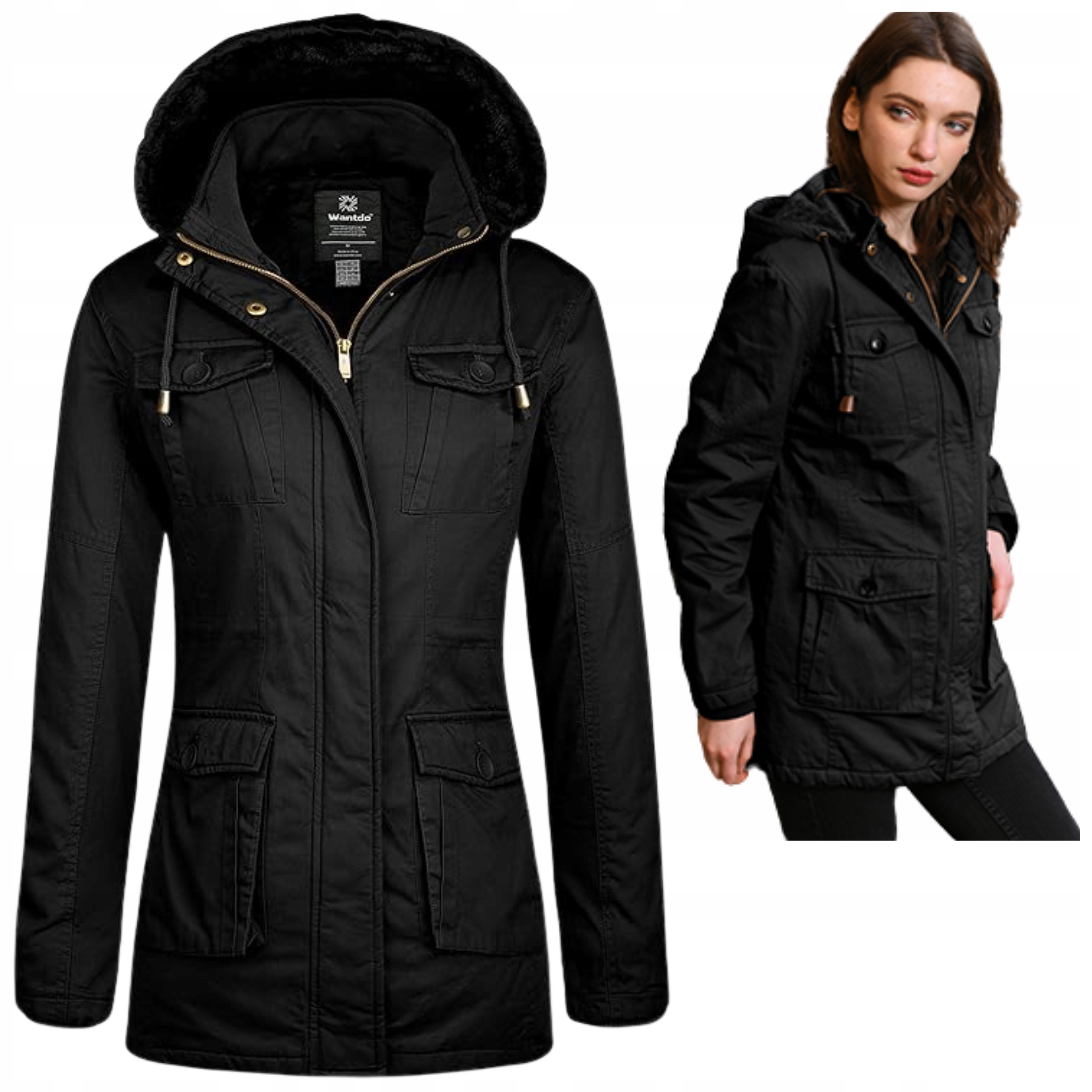 Dámská Zimní Bunda Parka S Kapucí, Teplá, Zateplená S Kožíškem M