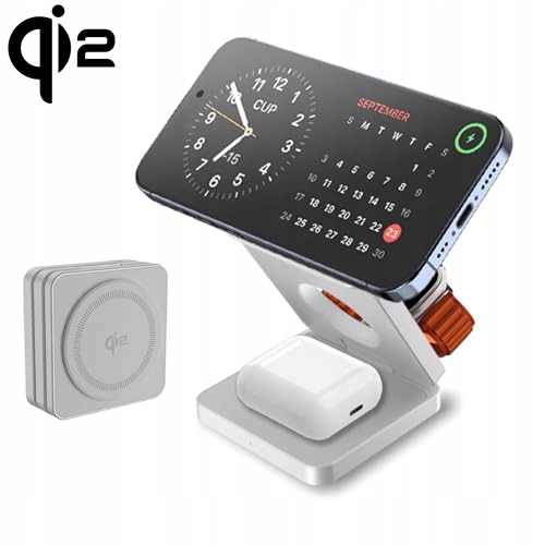 Pro Skládací indukční nabíječka 3v1 Qi2 15W MagSafe AirPods Apple Watch