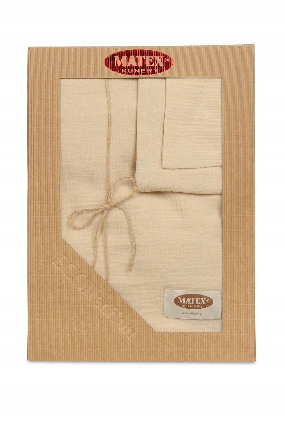Pościel bawełniana muślinowa 220x200 beżowa Krem Naturalny Matex W Pudełku
