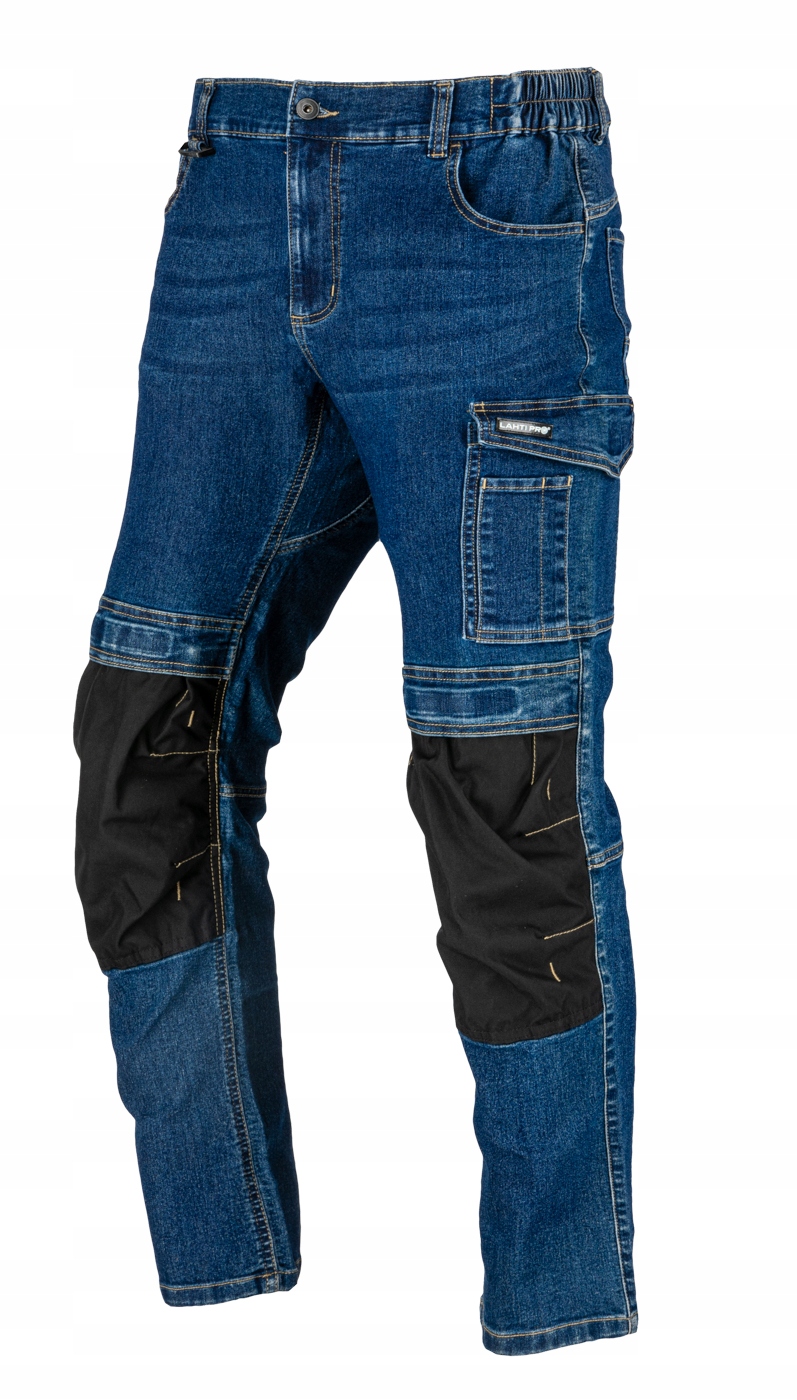 Spodnie robocze jeansowe męskie slim 280g niebieskie Lahti Pro L40550 XL