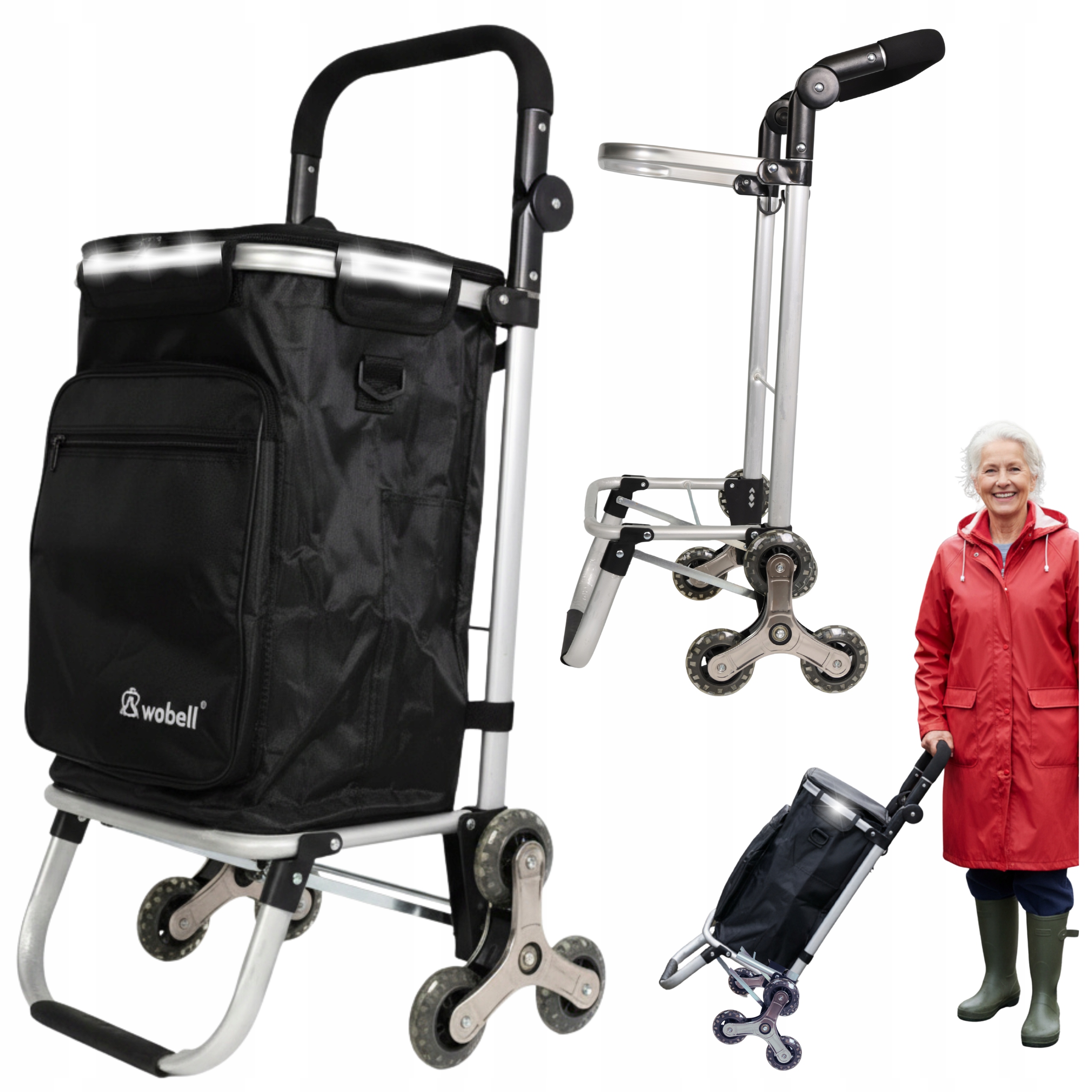 Nákupní Vozík Na Gumových Kolečkách, Tříkolová Nákupní Taška Na Schody