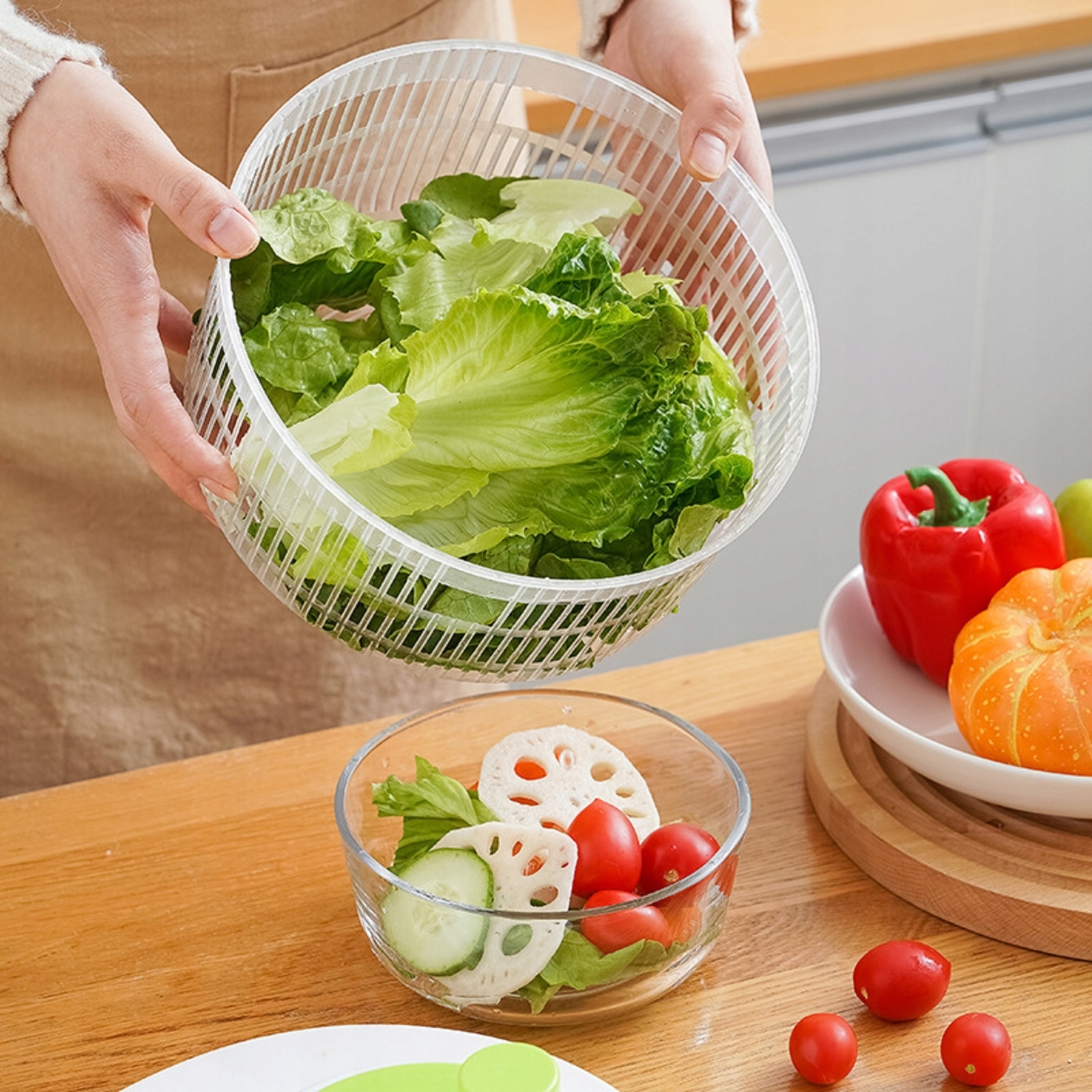 PRAKTYCZNA wirówka do sałaty warzyw suszarka 3,2L Średnica 22 mm