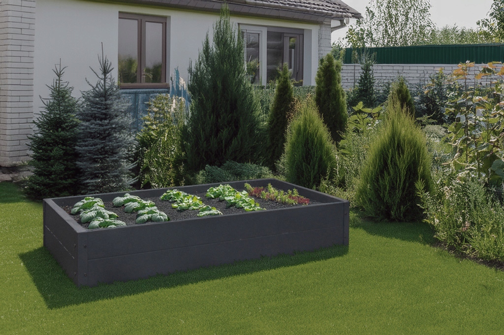 Vyvýšený zeleninový záhon 120x90x26 cm pozinkovaná oceľ čierny mat