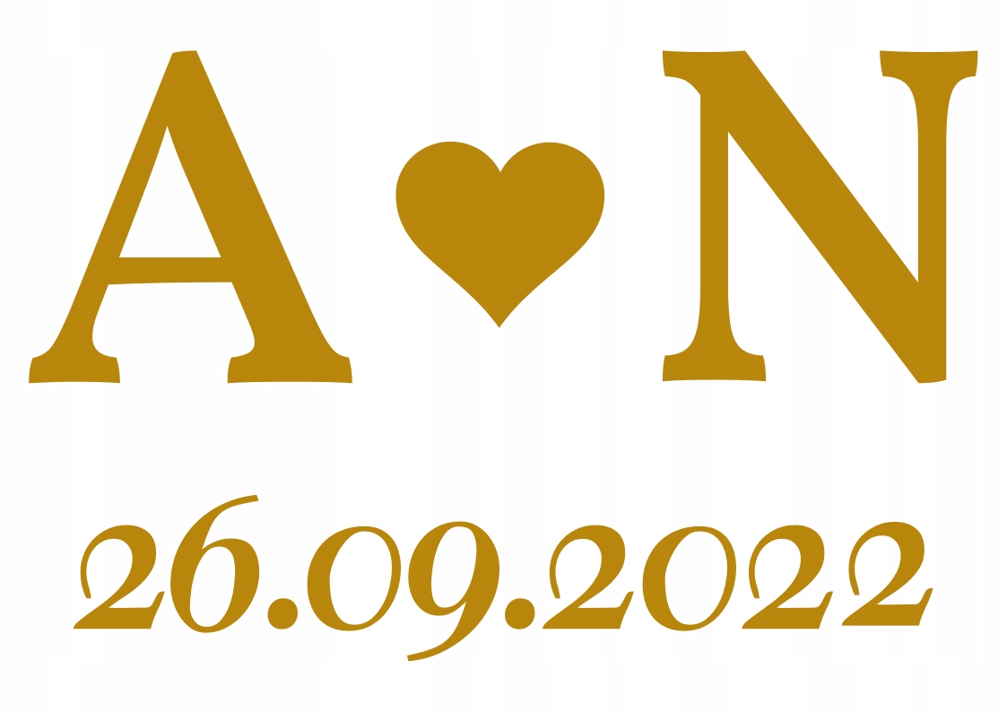 naklejka Twoje inicjały i data 8,5x5,5cm KOLORY