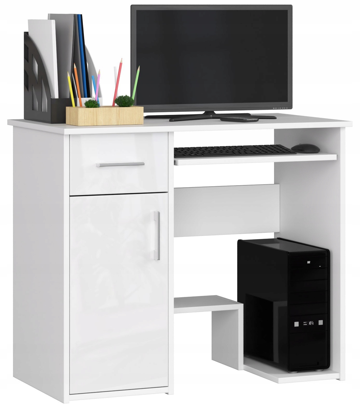 Písací Stôl Jay Biely Biely Lesk Akd