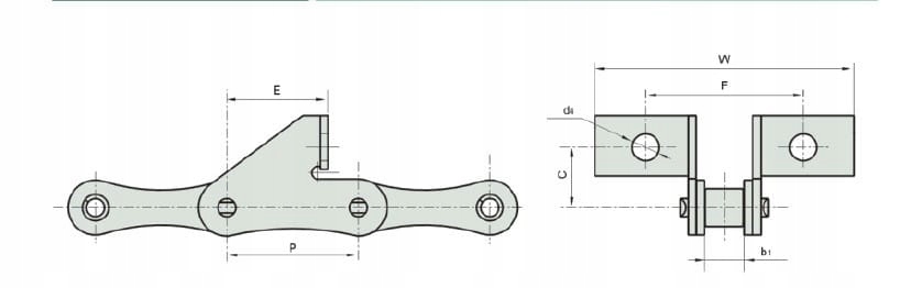 Rozkládací řetěz podavače 55 mm Rollon-solid S52LV/SD/J4A 5 mb