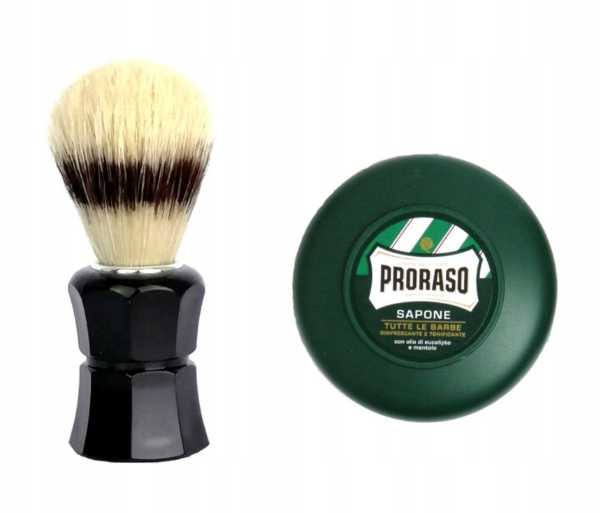 Pędzel do golenia naturalne włosie Mydło do golenia skóra normalna Zestaw