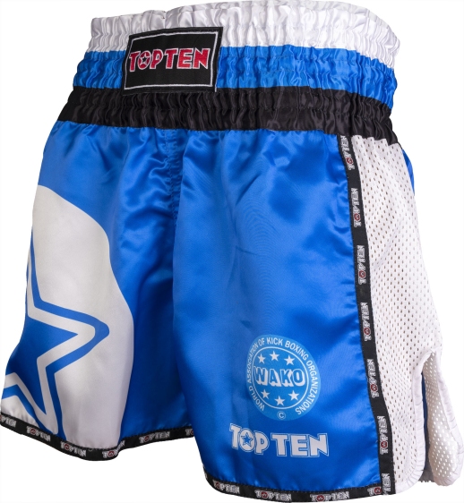 Spodenki do kickboxingu Top Ten Wako Star niebieskie r. M