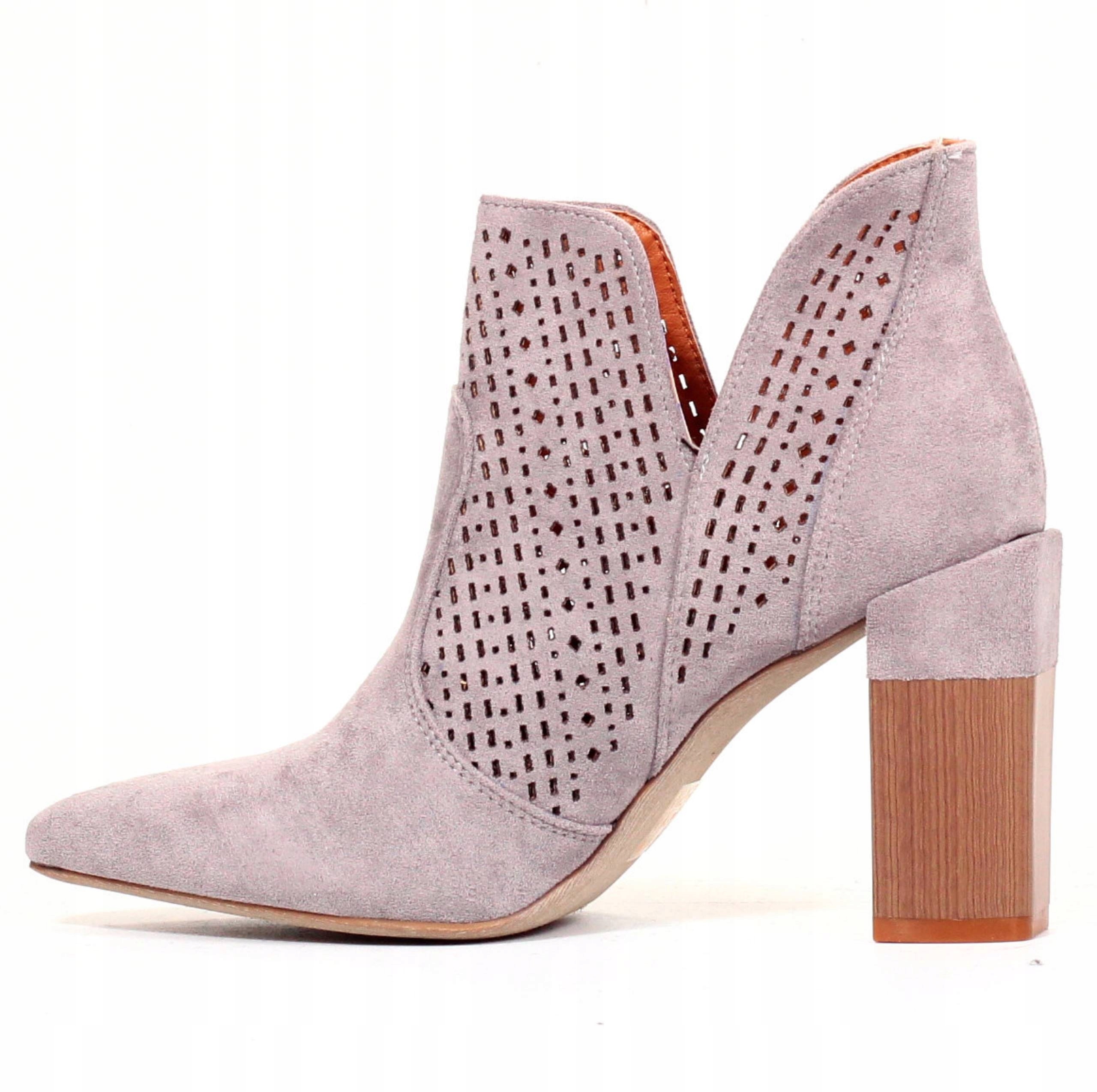 BOTKI BUTY DAMSKIE ELEGANCKIE SŁUPEK Z WYCIĘCIEM Model BOTKI ZIMOWE