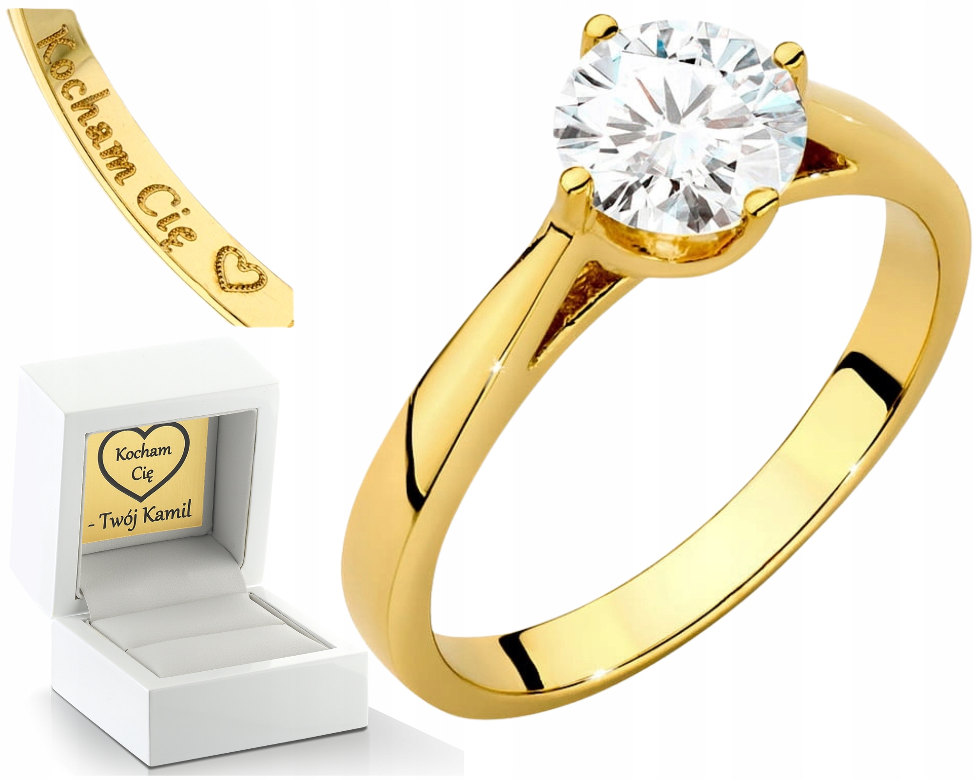 Zlatý Prstýnek S Laboratorním Diamantem 14K Elegantní Dárek Luxus