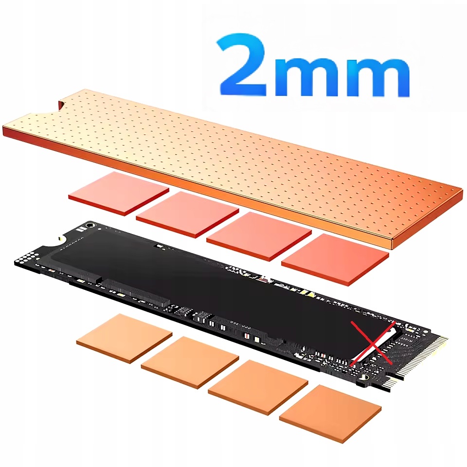 MIEDZIANY Radiator do dysku SSD chłodzenie NVME 2280 401W/mk GRUBOŚĆ 2mm