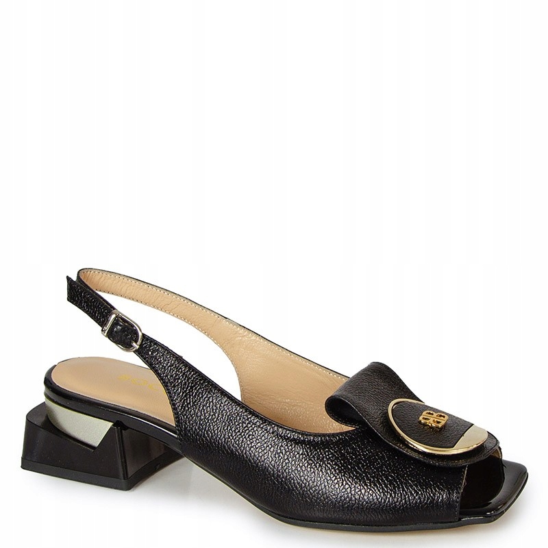 Boccato 0085-632 Černé Kožené Sandály S Ozdobou 38