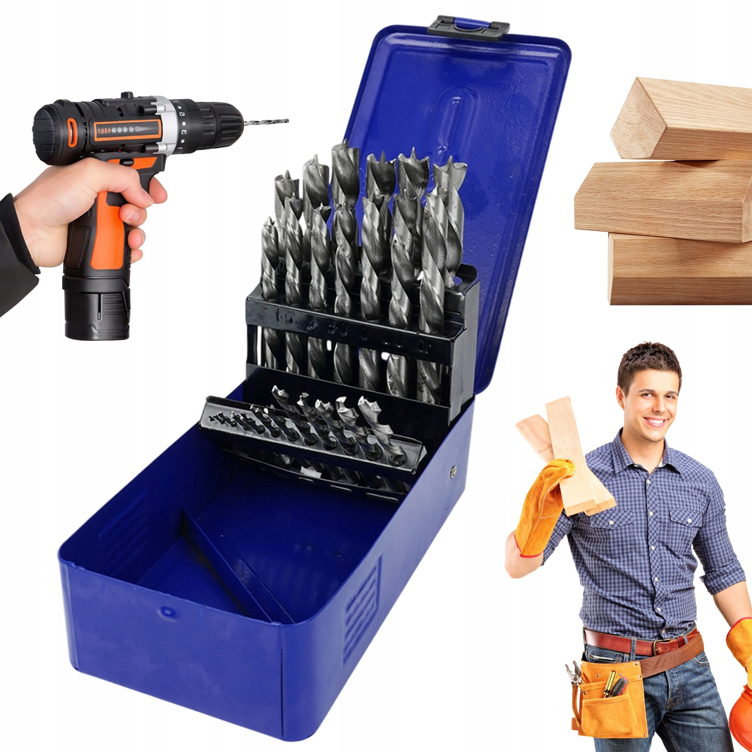 Sada Vrtáků Do Dřeva Hss G 25 Kusů V Kovové Krabičce