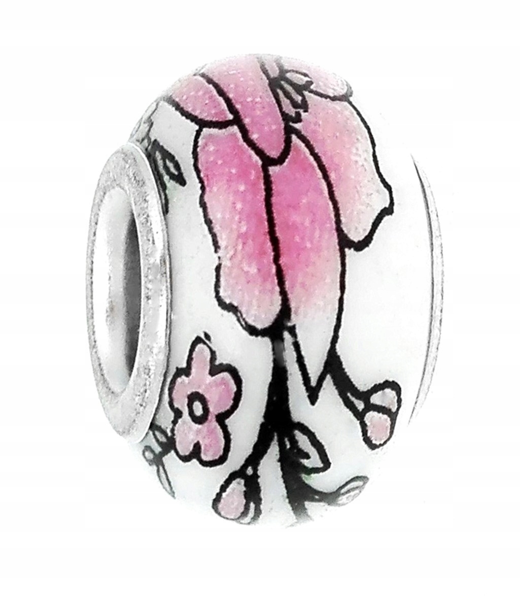 

Zawieszka beads ceramiczny duży różowy kwiat