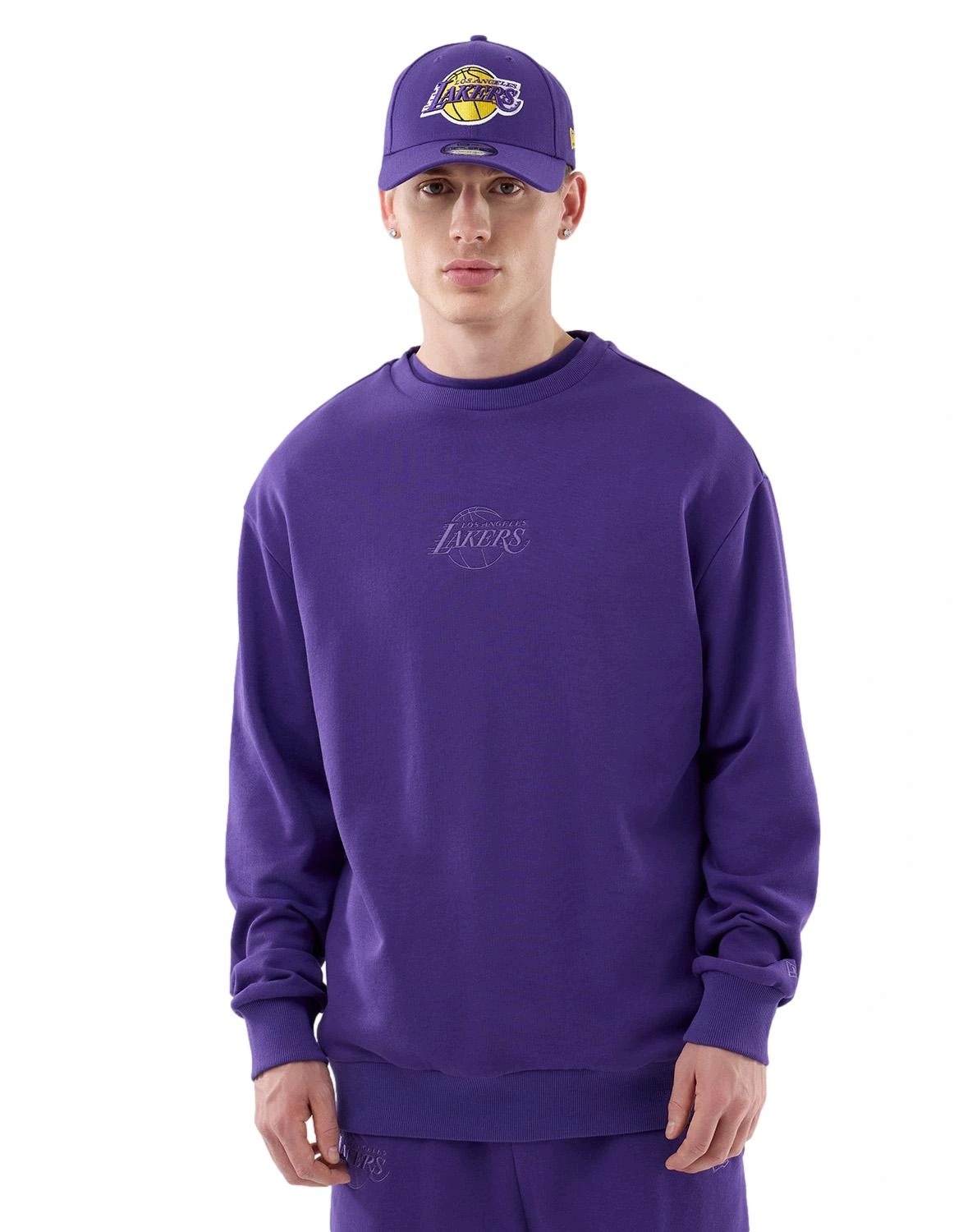 pánská mikina bez kapuce New Era fleece Los Angeles Lakers nba oversize