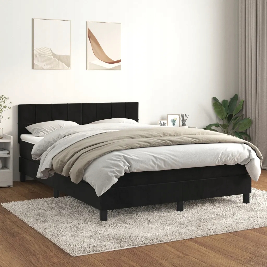 vidaXL Box spring postel s matrací černá 140 x 190 cm samet