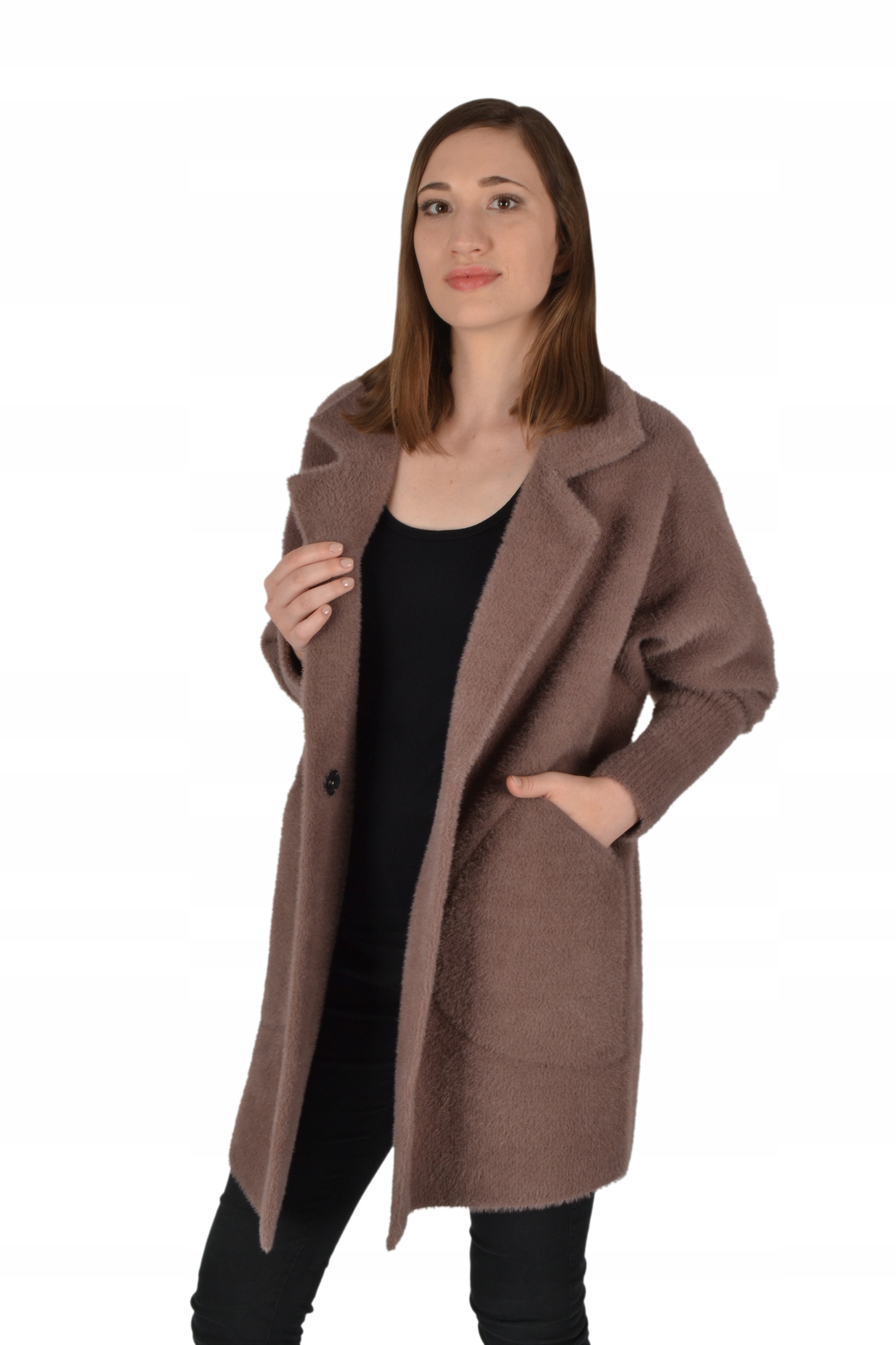 Płaszczyk damski Alpaka oversize Model Mniejszy