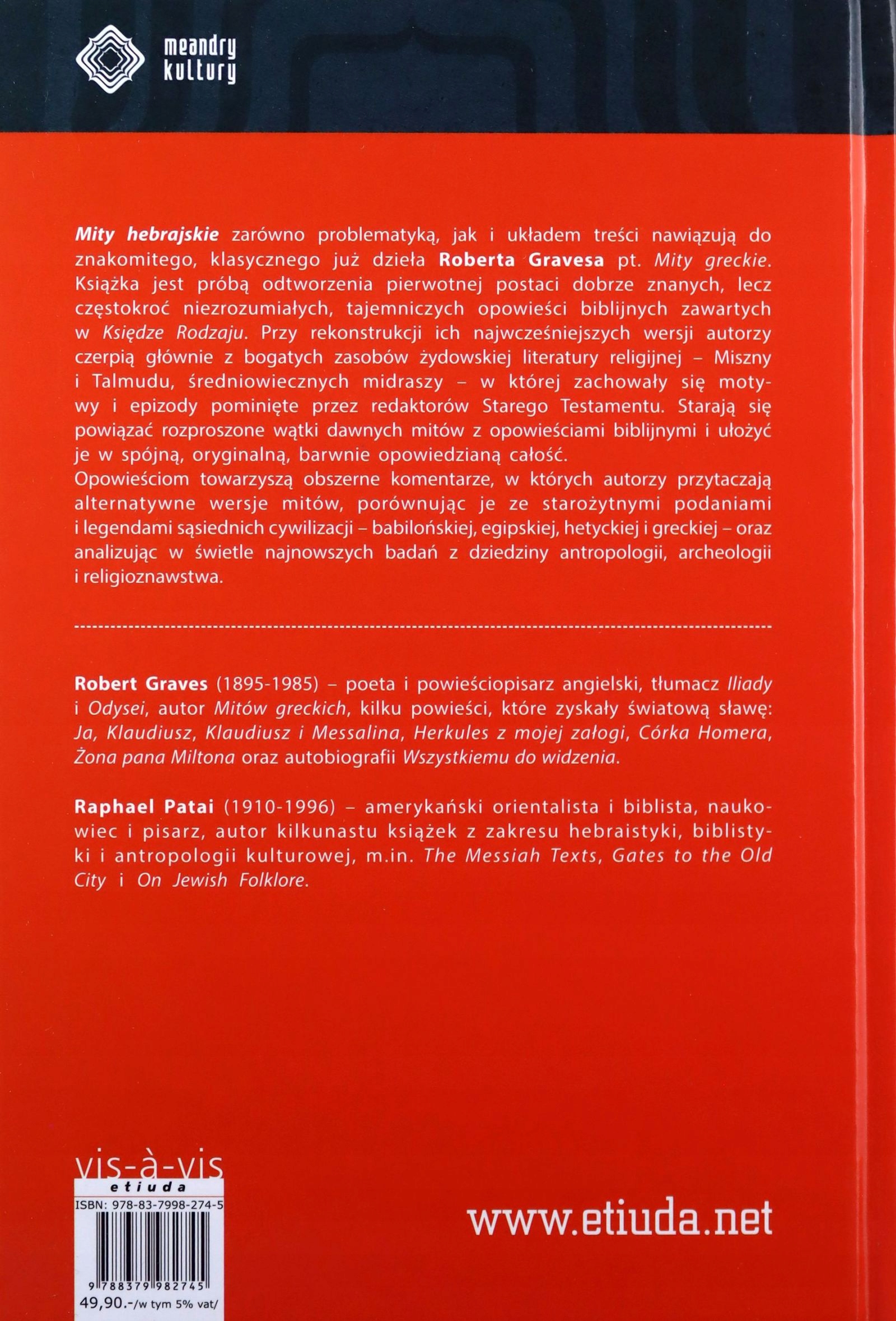 MITY HEBRAJSKIE. KSIĘGA RODZAJU - Graves Robert, Patai Raphael [KSIĄŻKA] Stan opakowania oryginalne