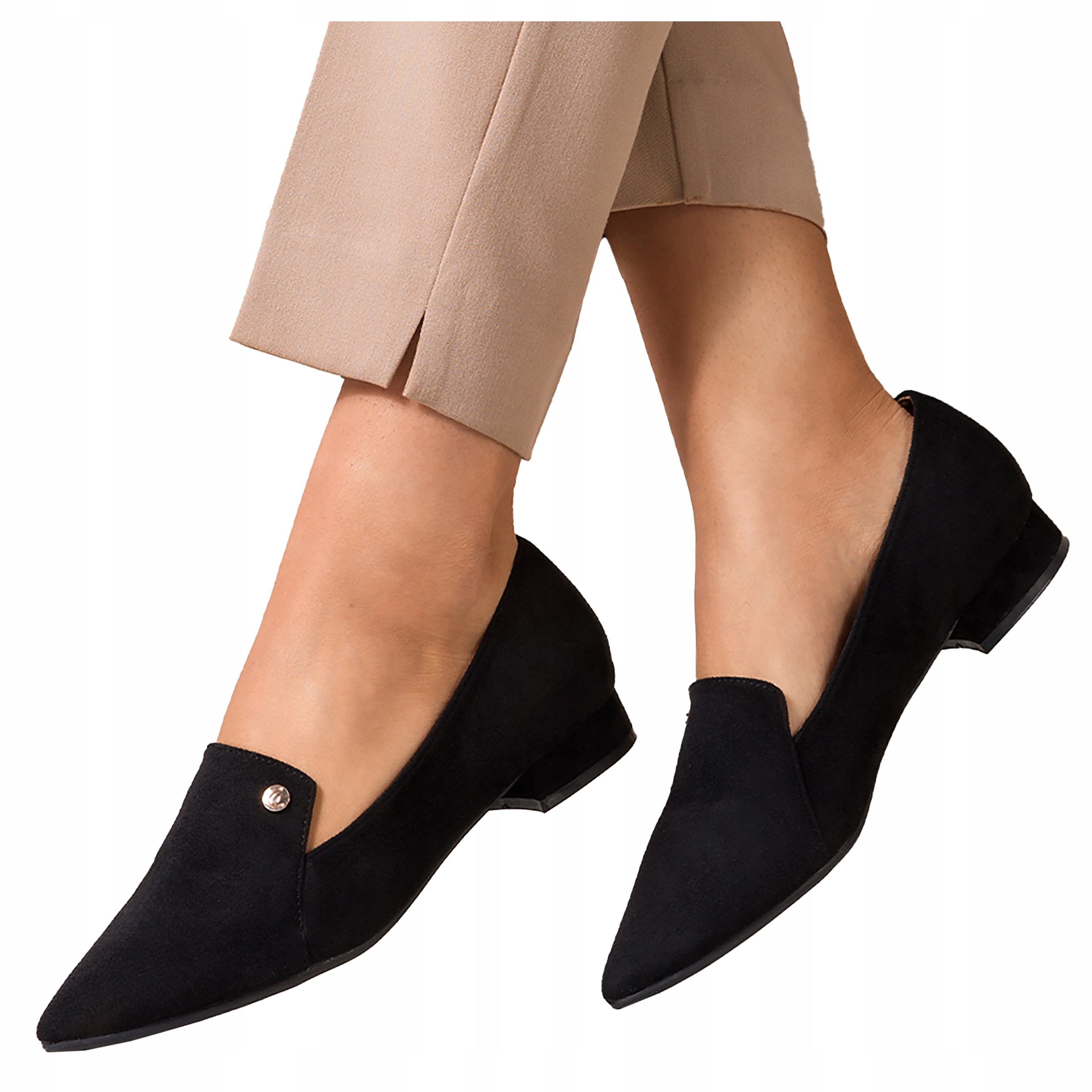 Černé Polobotky Lordsy Na Nízkém Podpatku Nosek Špičák Kožená Vložka vel 36