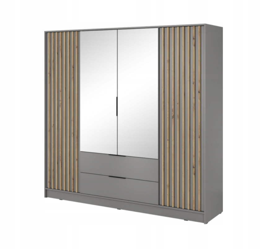 Szafa Lamele 206 cm Dąb Artisan + Lustro NELA PS Głębokość mebla 51.1 cm