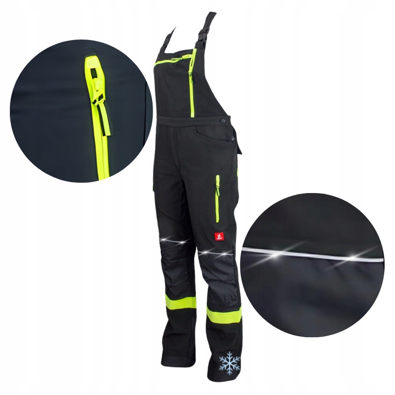 Ogrodniczki Zimowe robocze spodnie ocieplane Elastyczne Softshell Urgent 46