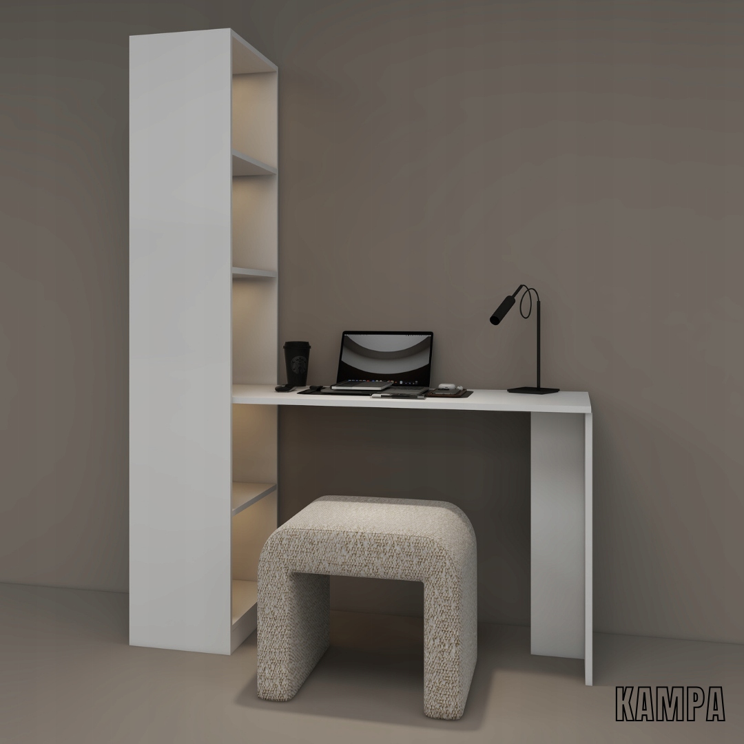 Nowoczesne młodzieżowe Biurko komputerowe z Regałem prawe/lewe 140x73x180cm Marka Kampa