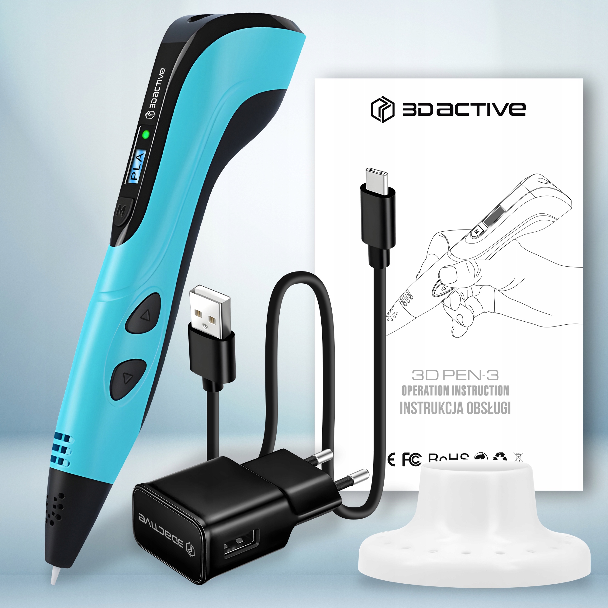 DŁUGOPIS 3D PEN DLA DZIECI DRUKARKA GIGA ZESTAW + WKŁADY 200 M 40x5m Model 3D PEN - 3 GEN