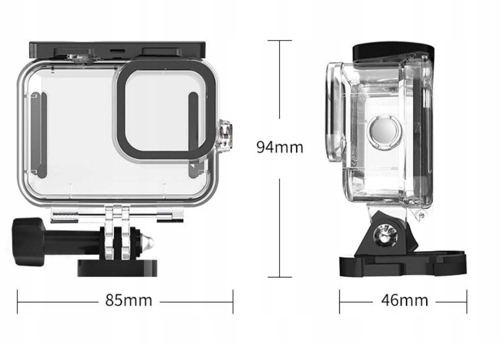 Obudowa wodoszczelna wodoodporna Telesin do GoPro 12 11 10 Filtry Czerwone Głębokość produktu 4.6 cm