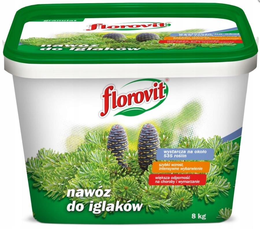 Hnojivo pro jehličnany Florovit 8kg granulované s železem, kbelík
