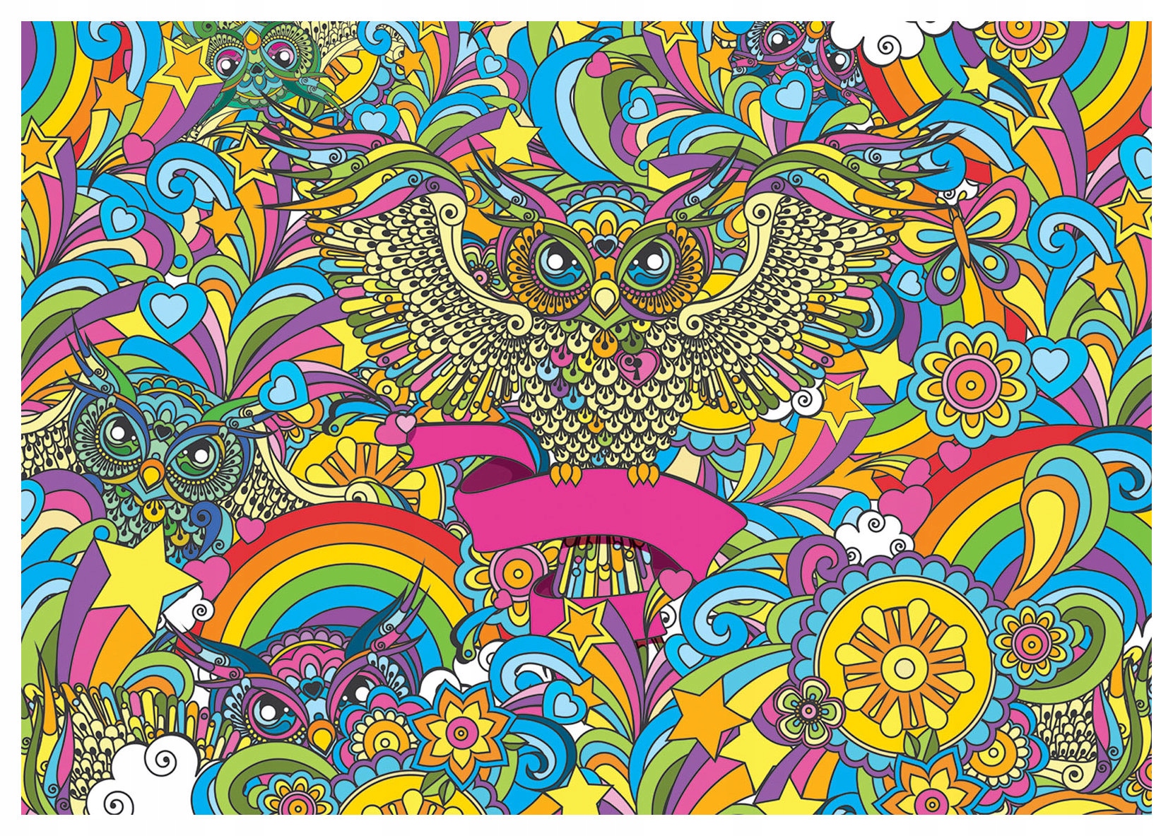 Fototapeta Sovy radostné vinyl 368x254 magie barev do dětského pokoje lepidlo