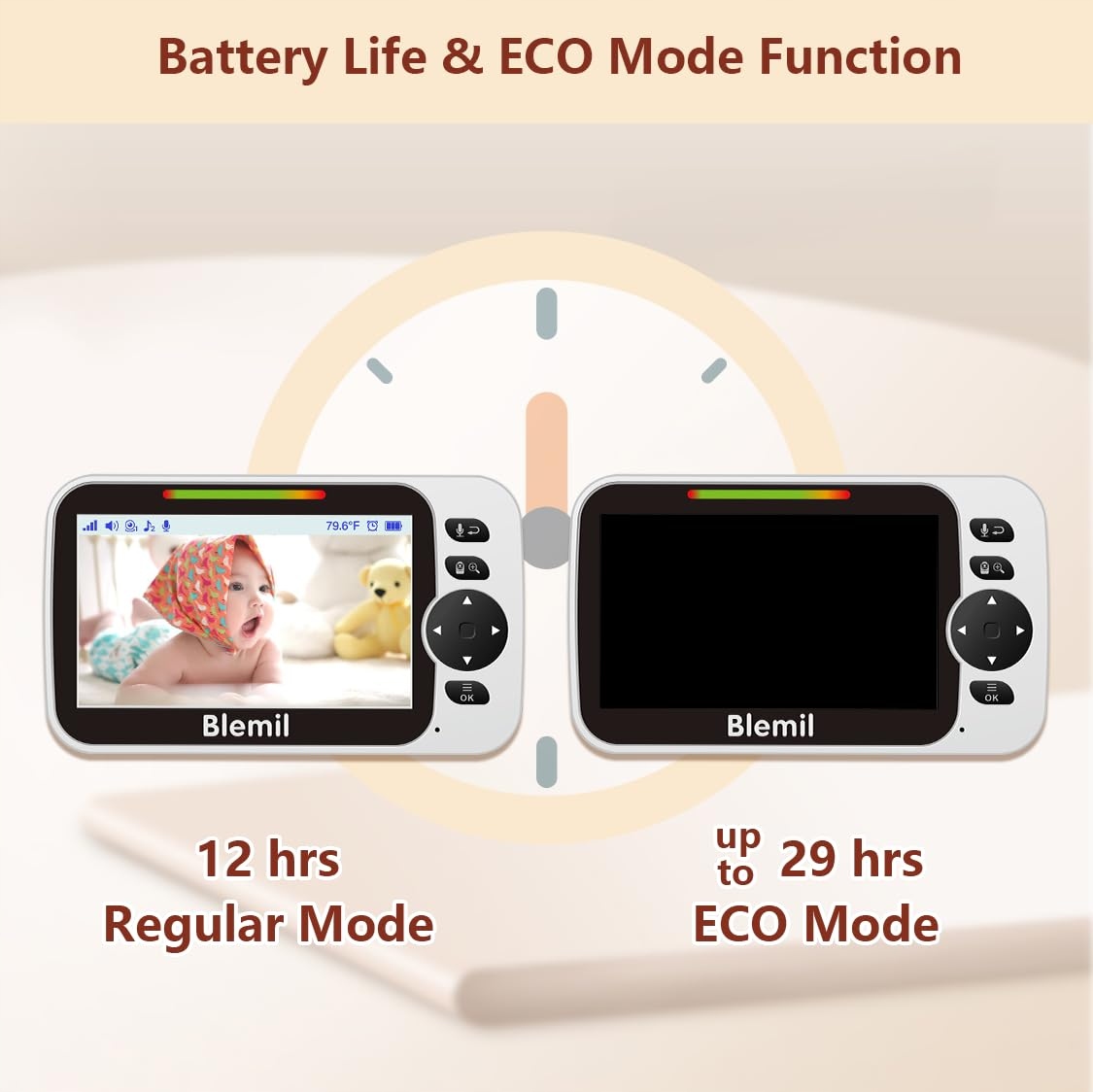 VTECH Niania Elektroniczna Kamera Audio 30h Bateria 5 Calowy Ekran — miniatura 3