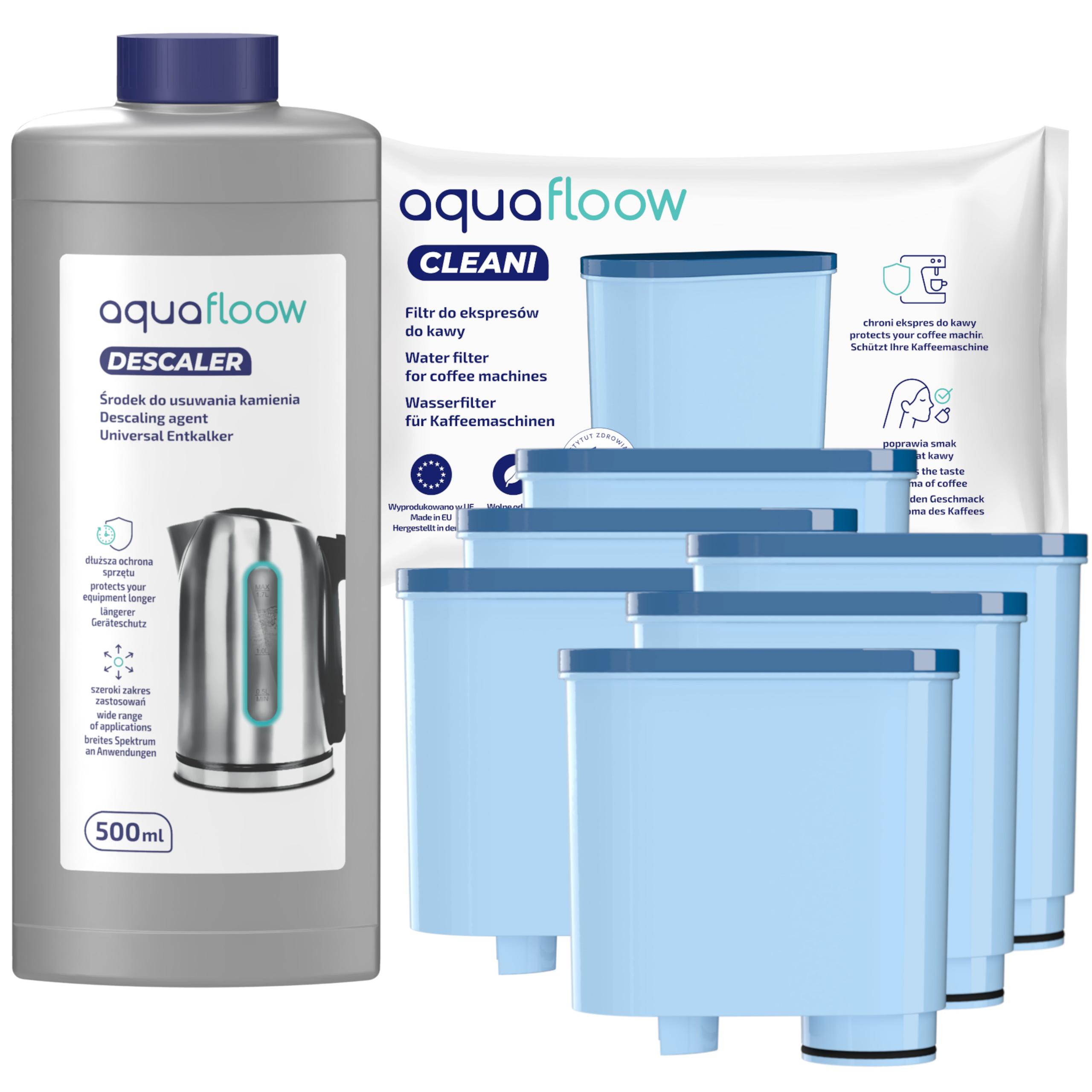 AquaFloow filtr pro kávovar Philips Saeco 6x odvápňovač pro kávovar 0,5