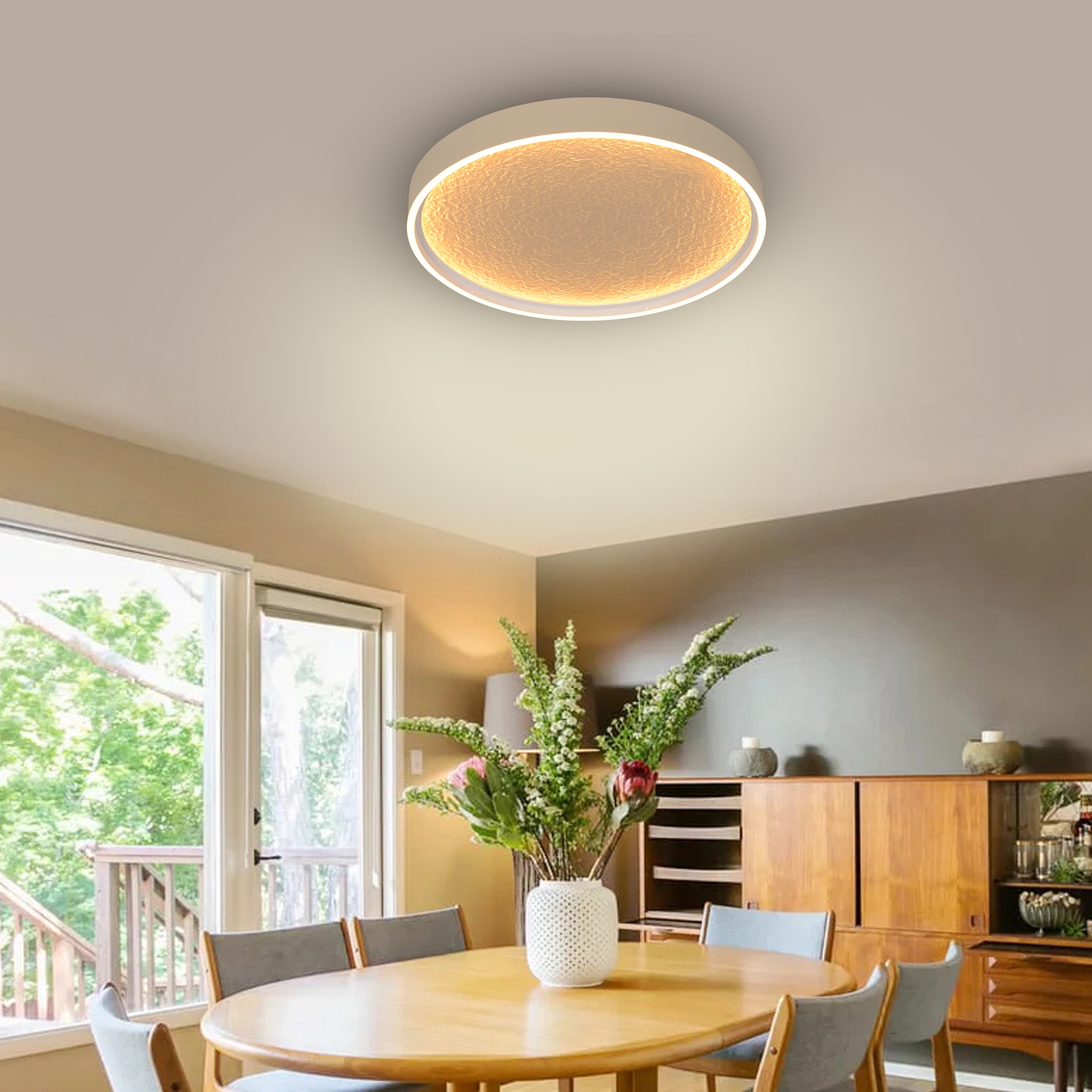 Stropné Svietidlo oválny 60 cm kašmír béžový zlatý štruktúra stmievač jedáleň kuchyňa