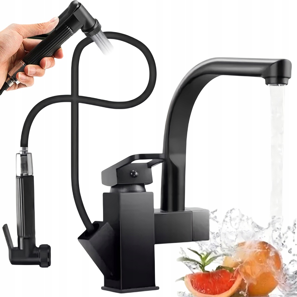 Flexibilní Kuchyňská Baterie Dřezová Ohýbací Vývodka Kohoutek 360° Černá