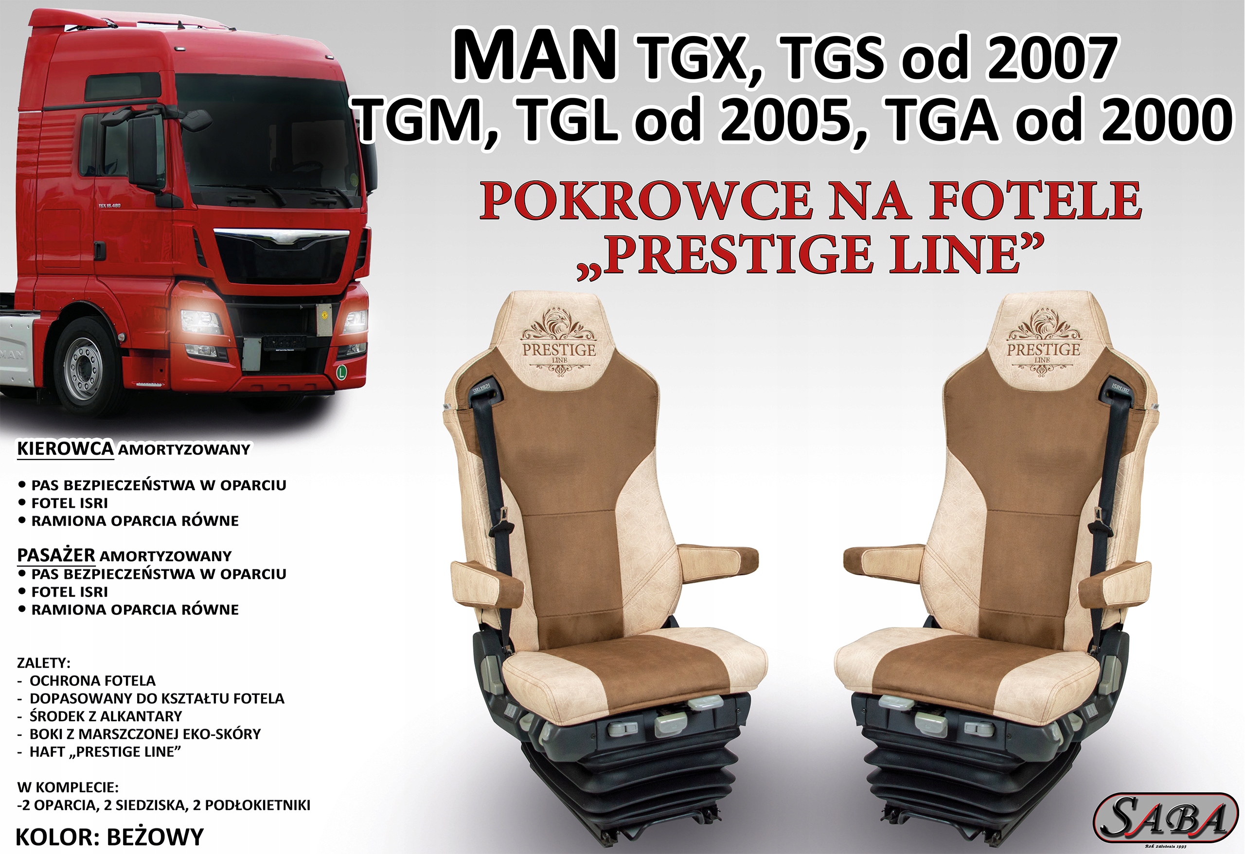 Pokrowce na fotele PRESTIGE LINE MAN TGX, TGS, TGA Rodzaj Dedykowane