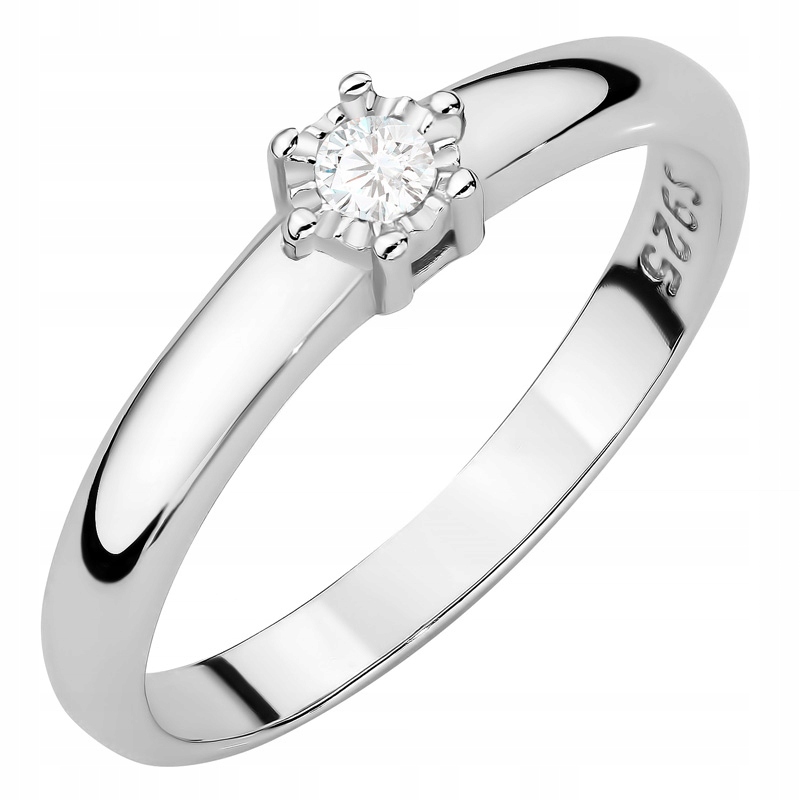 Klasyczny Srebrny Pierścionek Zaręczynowy pr. 925 z Cyrkonią r. 9