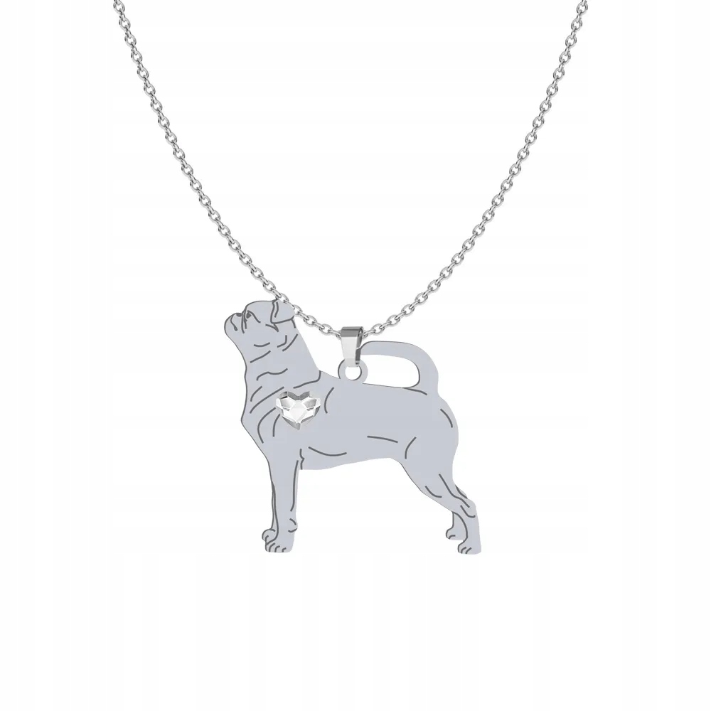 Stříbrný náhrdelník s psem Gryfonik Brabancki 925 Gravírování Dedikace Bonus